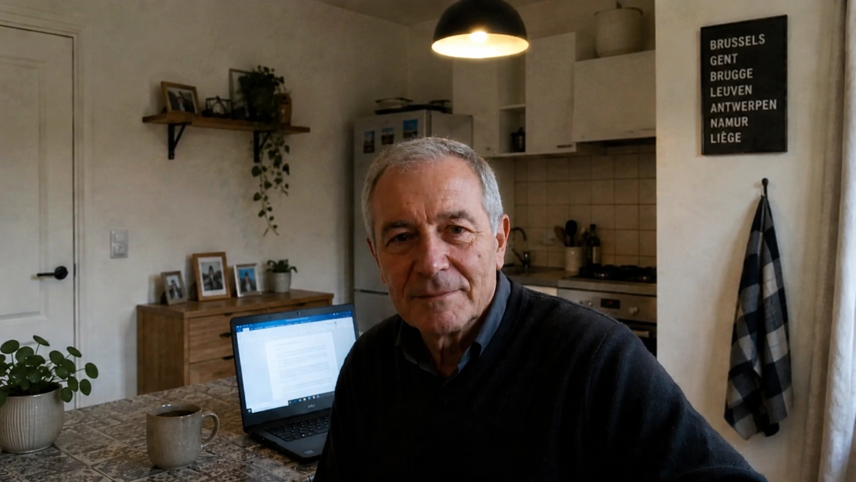 Marc Peeters, voormalig postbode uit Mechelen, tijdens het videogesprek met de redactie. (Foto: Het Laatste Nieuws)
